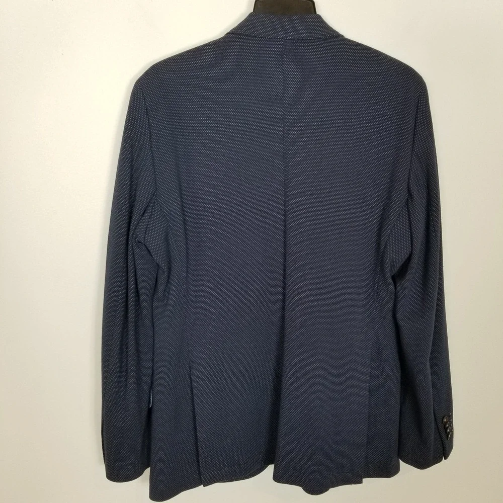 El Ganso Men Unstructured Blazer Jacket  US 42 Blue Printed‎ Cotton Blend Preppy